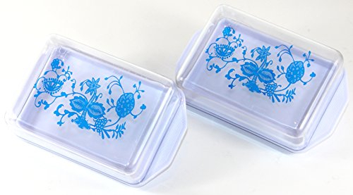 K&B Vertrieb Kühlschrankbutterdose 2 STK Butterdose mit Deckel Butter Dose Kühlschrank Zwiebelmuster 596