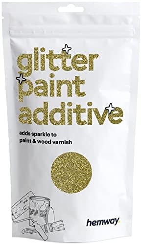 Hemway Glitter Paint Additive - Sand Gold | Metallic Flakes for Adding Sparkle to Paints & Wood Varnish | Add to Emulsion, Acrylic & Latex for Indoor Sparkly Walls | 100 g