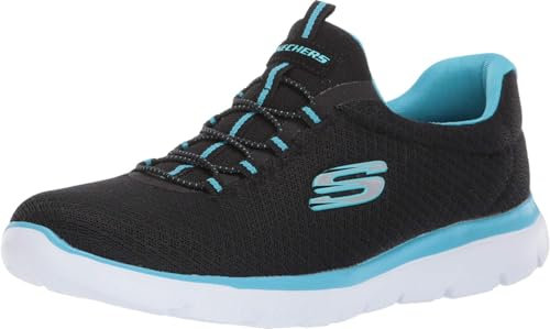Skechers Womens Summits Top Player Sneaker, Black Turquise, 6 UK
