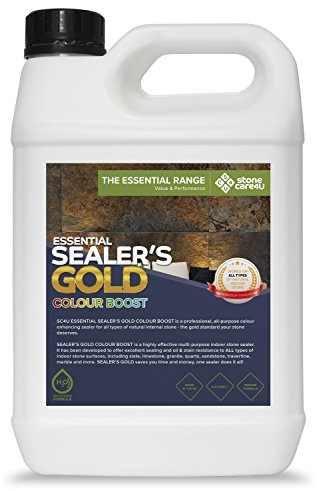 StoneCare4u - Essential Sealers Gold - Colour Boost - Internal Floor and Tile Sealer. Long Lasting, Colour Enhancing Natural Stone, Stain Resistant Coating. The Professionals Choice (2.5 Litre)
