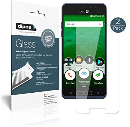 dipos I 2X Displayschutz klar kompatibel mit Doro 8035 Schutzfolie 9H Anti-Shock