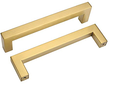 goldenwarm 20 Stück Stangengriffe Hohle Edelstahl Küchenschrank Türknauf Vierkant Lochabstand 128mm LSJ12GD128 Badzimmer Gold