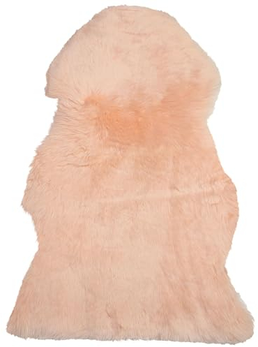Tapis Peau de Mouton Rose Clair en Peau Authentique pour Intérieur Rustique et Boho 65 x 110 cm Beliani