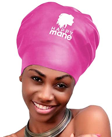 Happy Mane Gorro de natación de Silicona para Trenzas y rastas, Cabello seco Mientras nadas, Cabello Largo, Extensiones y Cabello Rizado, Gorro de Ducha Grande para Mujeres, Adolescentes y niños
