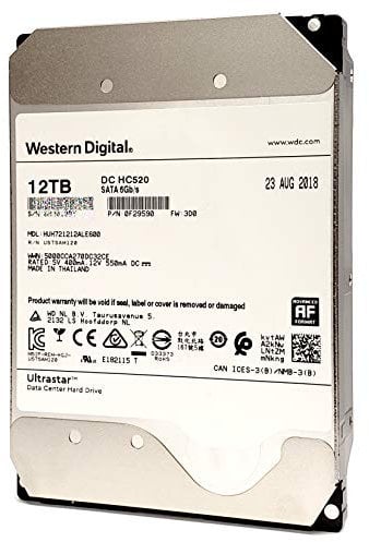 HGST 12TB Ultrastar He12 0F29590 7200 RPM 256MB DC HC520 SATA 3.5 512e Internal Hard Drive with New Power Disable Feature