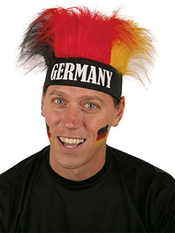 Karneval-Klamotten Perücke Deutschland schwarz rot Gold Deutschland-Perücke mit Stirnband Damen Herren EM WM Herren Fußball Herren Fußball