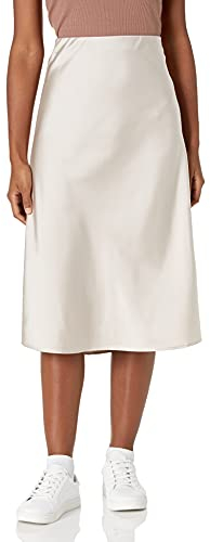 The Drop Damen Maya Rock, seidiger Slip-Skirt-Stil, Silber, M
