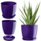 KADAX Élégant Pot à Fleurs/Plantes avec Soucoupe Forme Ronde et élégante en Plastique léger pour l’intérieur et la Maison Cache-Pot pour Fleurs, Plantes Ø 28 cm Violet