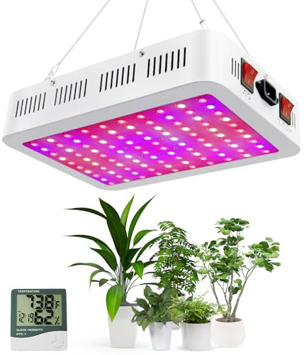 Grow Light NAILGIRLS 2024 Newest 1000W LED Plant Grow Light Full Spectrum,Dual Switch Veg/Bloom Daisy Chain Plant Grow Heat Lamp with Temperature Hygrometer for Indoor Plants Grow
