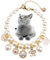 HACRAHO Pet Pearl Collar, 1 Pack Hund Perlen Halskette Halsband Verstellbare Perle Hund Halskette mit Strass Anhänger für kleine Hunde Katzen Welpen Kätzchen, S