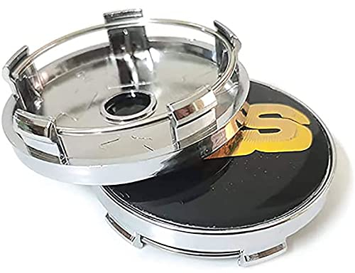 GÉNERIC 4 Stück Auto Radnabenkappen Radnabenabdeckung Nabendeckel für BBS 56MM 60MM 65MM 68MM Nabendeckel Felgendeckel Schmücken Zubehör,60mm-Black-Gold