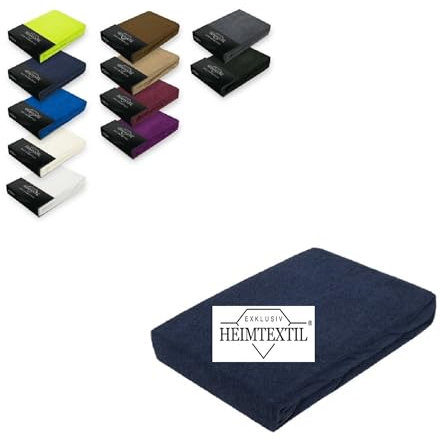 EXKLUSIV HEIMTEXTIL Drap-housse en tissu éponge - Marque : 140 x 200 cm - 80 % coton, 20 % polyester - Certifié Öko-Tex - Qualité de marque - Hauteur du matelas jusqu'à 25 cm - Bleu marine