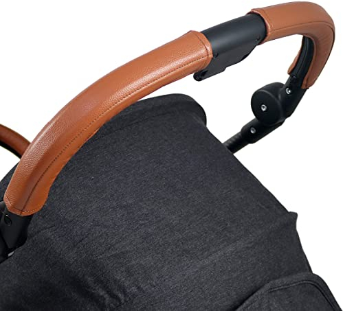 gogolotom PU-Leder-Griffabdeckung, kompatibel mit Cybex Melio Carbon Kinderwagen, Kinderwagen-Buggy, Stoßstange, Armlehnenbezug, Kinderwagen-Zubehör (für Mama-Griff, braun)
