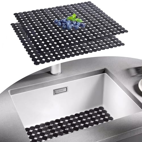 Yiter Cuttable Sink Mats, 2 Pack Kitchen Sink Protector for Ceramic|Stainless Steel Sink, Silicone Drainer Mats for Bathroom, Kitchen