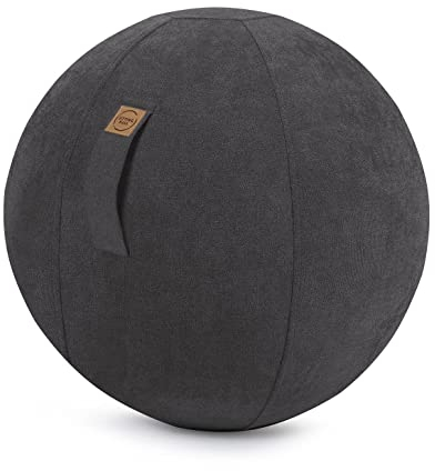 Sitzball Alfa Velour Magma - Sitting Ball - Größe 65 cm Ø Sitzmöbel Wohnaccessoire mit Griff Farbe schwarz