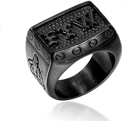 Schmuck Herren Edelstahl Biker Ringe,FTW für der Gewinn,Schwarzes,Größen 54 (17.2) - 70 (22.7)