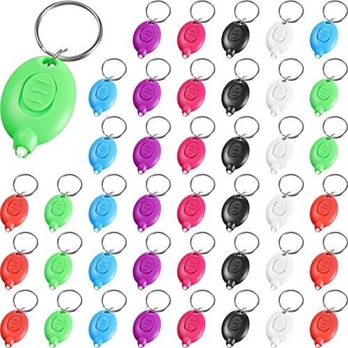 Hicarer 42 Pcs Mini Keychain LED Flashlight Badge Lights for Nurses Key Ring Light with White Beam(Multi Color)