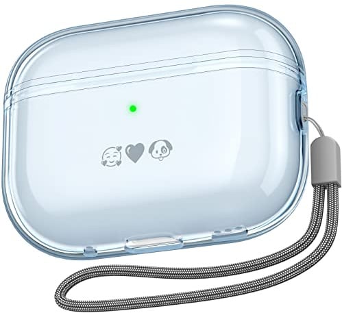 NIUTRENDZ Klar Airpods Pro 2 Hülle TPU-Schutzhüllen mit Handschlaufe [Front-LED Sichtbar] [Kabelloses Laden] Kompatibel mit Apple AirPods Pro 2nd Generation & USB-C