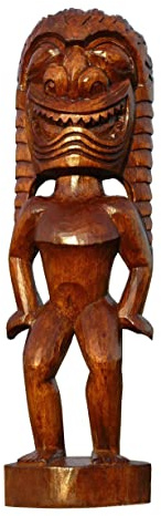 Wogeka - Schöne Tiki Figur - Schnitzerei aus Holz als Geschenk-Idee zu Geburtstag Weihnachten zur Dekoration Neuseeland Handarbeit (01 braun)