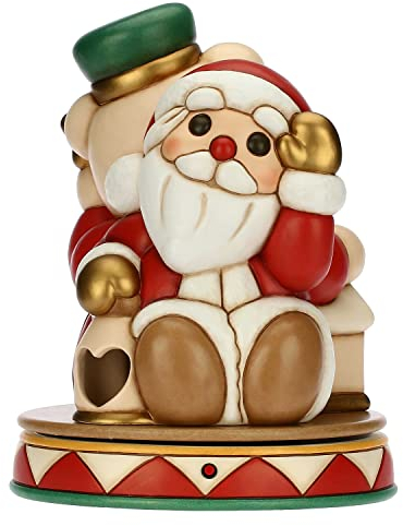 THUN - Natale 2022 - Carillon in Ceramica Decorata a Mano conTeddy Schiaccianoci in Versione Maxi - Idea Regalo Natale 2022-32x32x40 cm h