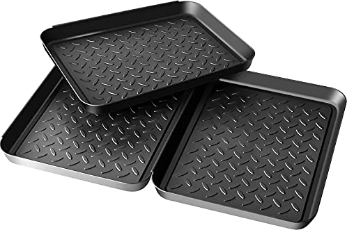 3 Unidades Bandeja para Zapatos, 35 x 27 x 3 cm Bandeja Desinfectante Zapatos Negro Bandeja de Goteo con Borde Elevado, Bandejas Zapatos Mojados para Arranque Calzado Maceta Tazón