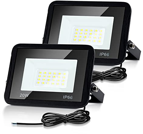 Cecaylie 2er 20W LED Strahler Außen, LED Fluter 3000K Warmweiß 1700LM LED Scheiwerfer IP66 Wasserdicht LED Flutlicht Außenstrahler Außenleuchte für Werkstatt Garage Garten