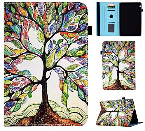 Vaitasy Custodia Compatibile con Huawei Mediapad T5 10.1 Pollici 2018, Flip Portafoglio Cover con Pencil Holder Tablet Custodia per Huawei Mediapad T5 10.1 - Albero colorato