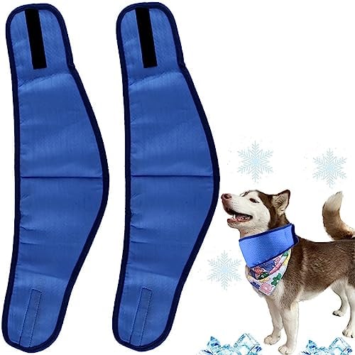 BNFGD 2PCS Dog Cooling Collar, Instant Cooling Scarf, Summer Pet Bandana, Breathable Mesh, Blue, Small, Medium, Large