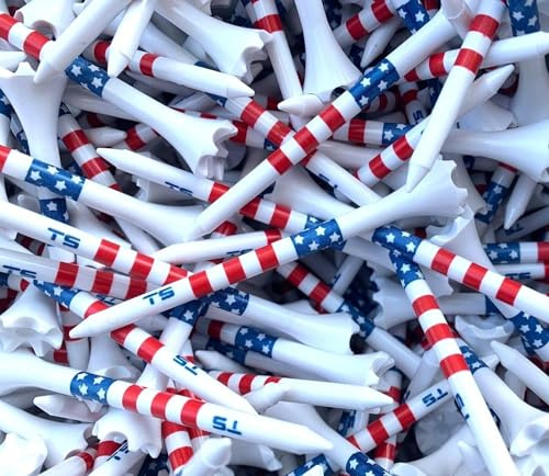 TRUESTRIKE Premium USA Golf Tees – 3¼ or 2¾ Durable Plastic Performance Tees (100 Pack) – Made in USA – Bulk Value Pack - Stars and Stripes 3 1/4