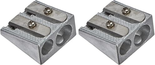 Herlitz Fancy - 1 Sacapuntas Doble de Metal con Doble Agujero para Lapiceros (Paquete de 2)