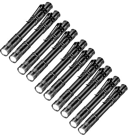 MODOAO Torcia a LED per penna, mini torcia, torcia tattica per penna con clip per penna, mini torcia AAA, torcia per ispezione, 10 pacchetti