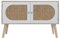 Rebecca Mobili Wohnzimmerschrank, Niedriges Sideboard, 2 Türen, MDF Rattan Holz, Weiß Braun, Boho Skandinavischer Stil - Maße HxBxT: 52 x 80 x 30 cm - Art. RE6852
