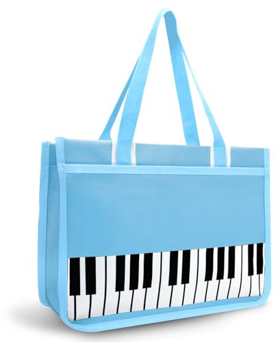 BestSounds Piano Bag, Zipper Waterproof Music Book Tote Bag Piano Accessories for Women, Gifts for Musicians (Blue)