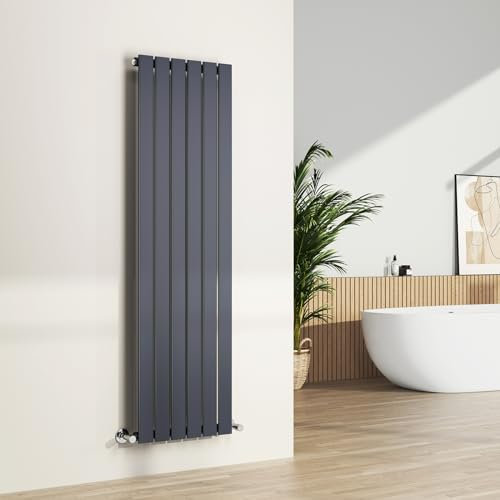 S'AFIELINA Radiator Flat Panel 1600 x 456 mm Anthracite Vertical Column Radiator Single Panel Designer Bathroom Radiator