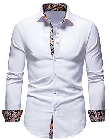 Chemise Vintage Homme Couleur Unie À Manches Longues Chemises Brodées À La Mode Motif De Broderie Grande Taille Pas Cher Cadeau Chemise Rose Homme