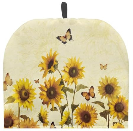 Psesaysky Sunflower Butterfly Tea Cozy for Teapot Large Insulated Teapot Cozy Lightweight Extra Thick Tea Pot Cover for Keeping Warm Durable Dome Shaped Tea Cosy