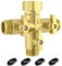 Heavy Duty Metal 3 Way + Type Garden Hose Splitter with Shut-Off Valves, 3/4 High Flow Spigot Faucet Connectors with 4 Extra Silicone Washers