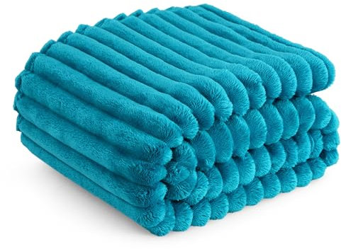 BEDSURE Kuscheldecke Flauschig - Wolldecke & Fleecedecke, Sofadecke, Weiche Warme Grobe Korddecke für Zimmer Deko, Wohn- & Kuscheldecken, Tagesdecke, Blaugrün, 150 x 200 cm