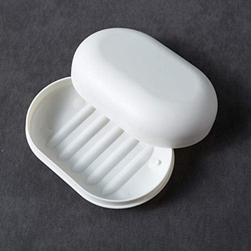 KMOCEPLY Portable Soap Dish Travel Soap Box Soap Container with Lid Dish Shower Soap Box Travel Soap Case with Lid Plastic Soap Box Container Holder Leakproof Soap Box Container Soap Holder (White)