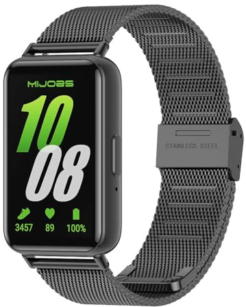 MIJOBS Mesh-Metall Armband für Samsung Galaxy Fit 3, Edelstahl Mesh Metall Uhrenarmband kompatibel mit Samsung Galaxy Fit 3, für Damen und Herren