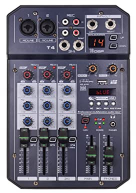 Tragbare 4-K Soundkarte T4 Mixkonsole Audiomixer Eingebaut 16 DSP Phantomspeisung 48 V Unterstützt BT MP3 Verbindung