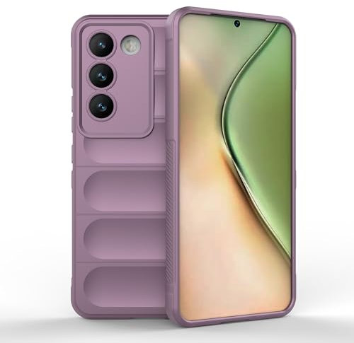 ESTH® Funda Silicona Líquida para Vivo V40 SE 5G con Protección Antigérmenes, Carcasa Antichoque de Grado Militar con Revestimiento de Microfibra Suave, Púrpura Claro