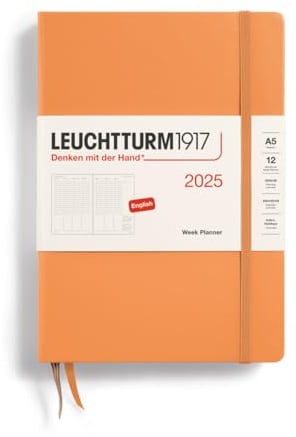 LEUCHTTURM1917 370796 Wochenplaner Medium (A5) 2025, Apricot, Englisch
