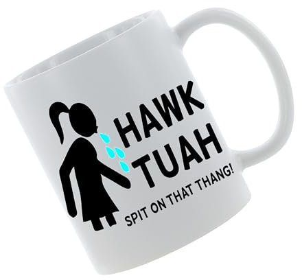 Crealuxe Kaffeetasse - Hawk Tuah - spit on that thang! - Spruchtasse, Bürotasse, bedruckte Keramiktasse, Hochwertige Kaffeetasse, Tasse personalisiert mit Name/Spruch (Weiß)