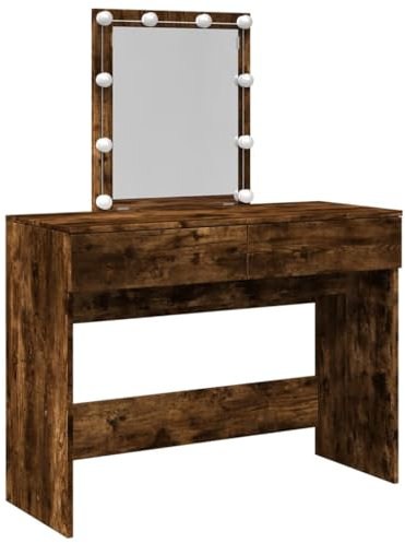 vidaXL Schminktisch mit LED-Beleuchtung Räuchereiche 100x40x130 cm