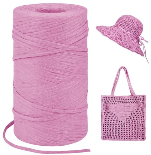 LEREATI Rafia per Uncinetto per Borse, 3mm x 300m Cordino per Borse Uncinetto, Raffia Nastro Regalo Naturale, Filato per Cappello, Confezioni Regalo, Fai da Te Artigianato