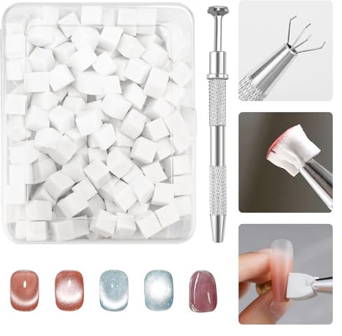 200 Stück Nail Art Schwamm mit Metallgreifer,Nagelkunst Rendering Werkzeuge Mit Greifer,Sponge Nagel Pinsel,Nageldesign Zubehör für Nail Art Rendering