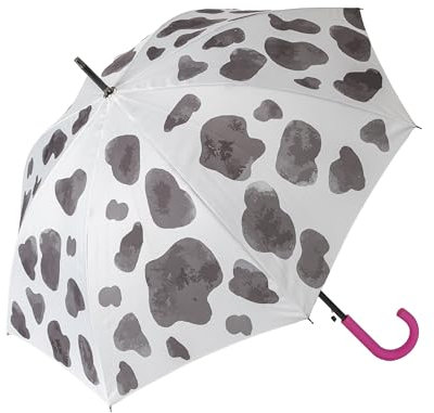 Fisura – Großer Regenschirm Kuh. Jugendlicher Regenschirm mit Kuhmuster. Automatischer Regenschirm mit Knopf. Windfester, robuster Regenschirm. 106 cm Durchmesser.