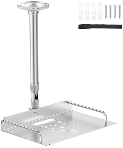 YedZen Projektor Halterung, Tablett 33×21cm Höhenverstellbar 30-60cm Aluminiumlegierung Verdeckte Kabelführung, Beamer Halterung Deckenhalterung Projektor für Projektoren