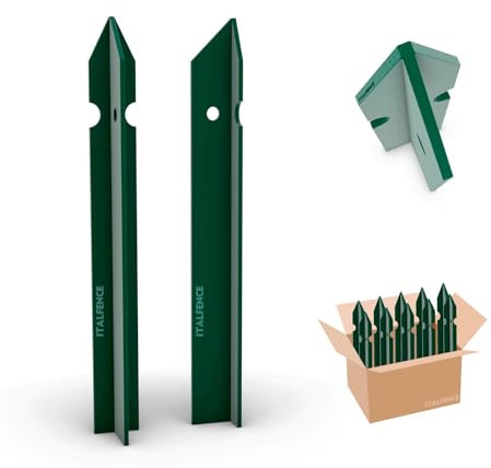 Italfence - T-Profil Zaunpfosten für Maschendraht Drahtzaun, grün pulverbeschichtet (verschiedene Höhen) [H 150cm, 30x30x3mm, 25 Stück]